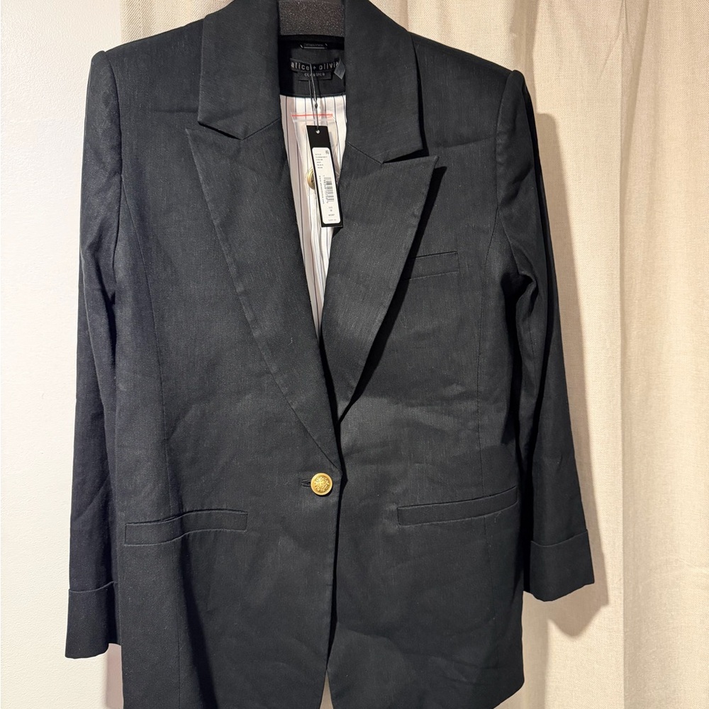 Alice + Olivia Black Blazer with Gold Button